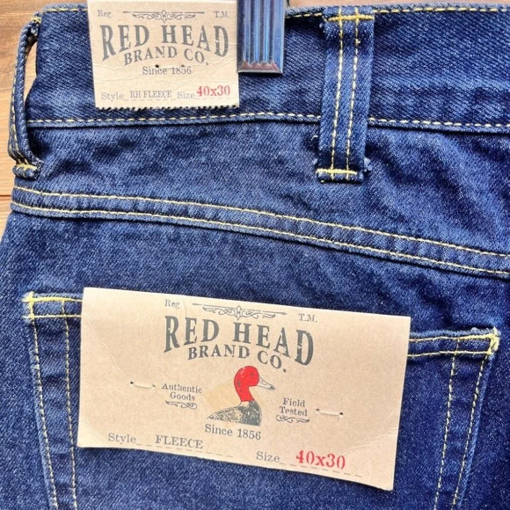 Red‎ Head Brand Co. Jeans Men's 40 X 30 Cotton Fleece Lined Straight Leg Zip Fly